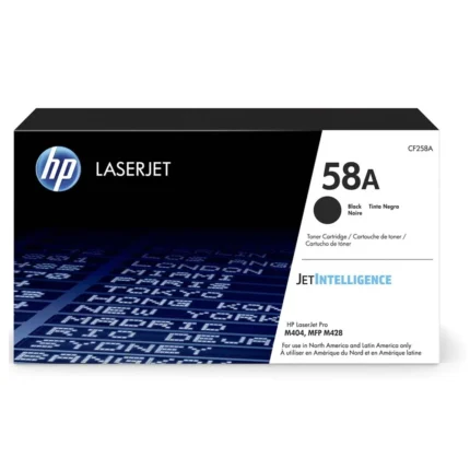 Toner Hp CF258A (58A) L.J.P M404 Negro de capacidad estándar con rendimiento hasta de 3,000 Páginas de Impresión opciones de alto rendimiento