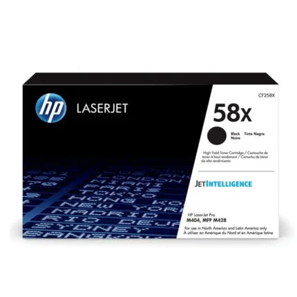 Toner Hp CF258X (58X) L.J.P M404 Negro Con un impresionante rendimiento de hasta 10,000 páginas, este cartucho es ideal para oficinas.