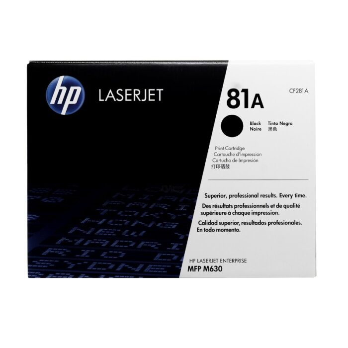 Toner Hp CF281A (81A) Mfp M630 Negro 10.5 Pag viene con un chip inteligente insertado en el cartucho tiene un rendimiento excelente