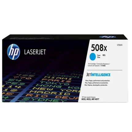 Toner Hp CF361X (508X) Mfp M553 Cyan 9.5kpg.Compatibilidad Con Impresoras HP Color LaserJet Enterprise M552/M553dn/M553dh/M577dn.