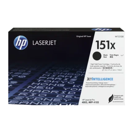 Tóner Hp W1510X 151X Black, Para Impresoras Hp LaserJet Pro 4003dw / MFP Pro 4103dw / 4103fdn / 4103fdw. Rendimiento 9.700 Páginas.