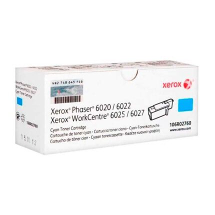 Toner Xerox 106R02760 Cyan 6020/6027 Para Impresora  Phaser 6020/6022, Workcentre 6025/6027 Rendimiento 2000 Paginas de impresion