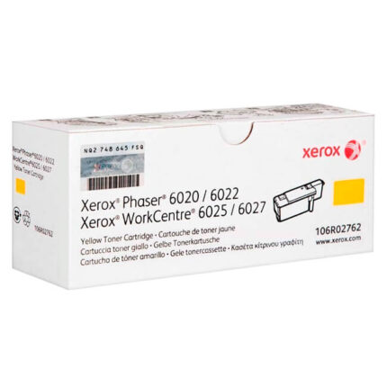 Toner Xerox 106R02762 Amarillo 6020/6027 Para Impresora  Phaser 6020/6022, Workcentre 6025/6027 Rendimiento 2000 Paginas de impresion