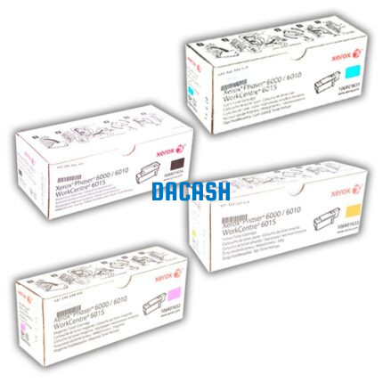 Toner Xerox 6000, 6010, 6015 Pack Color: Cyan, Magenta, Yellow, Negro Rendimiento: 1,000 Paginas en color y 2,000 paginas en negro