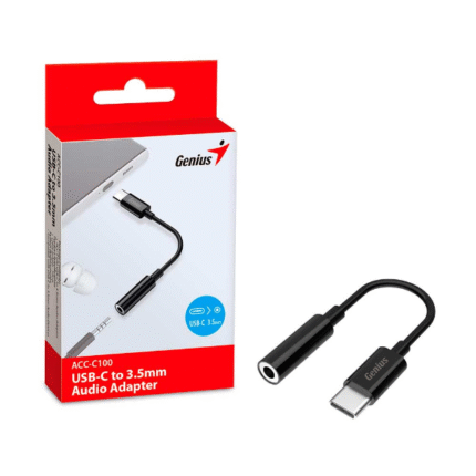Z Adaptador Genius Acc-C100 Usb-C A 3.5mm Black sirve para conectar tu teléfono, tableta o computadora portátil a tus auriculares